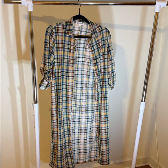 WONDERLAND Tops - WONDERLAND Colorful Plaid Button-Up Dress